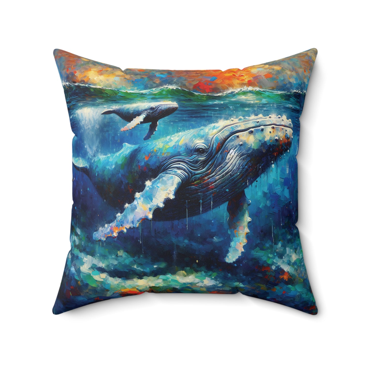 Humpback Whale and Calf - Square Pillows