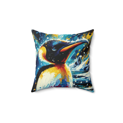 Emperor Penguin in Snowfall - Square Pillows