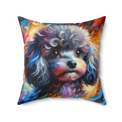 Silver Poodle Pup - Square Pillows