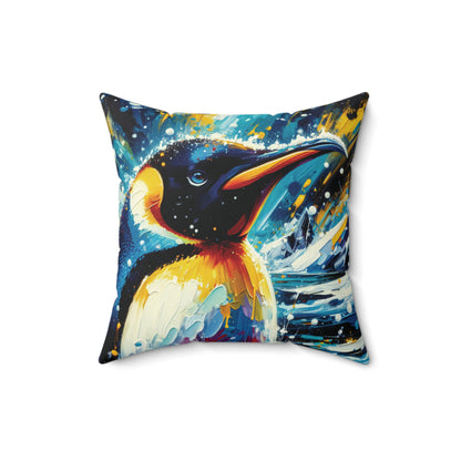 Emperor Penguin in Snowfall - Square Pillows