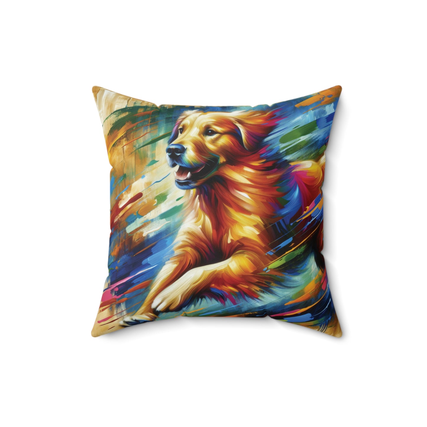 Golden Retriever Greeting - Square Pillows