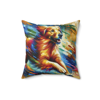 Golden Retriever Greeting - Square Pillows