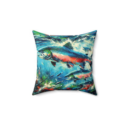 Salmon Returning - Square Pillows