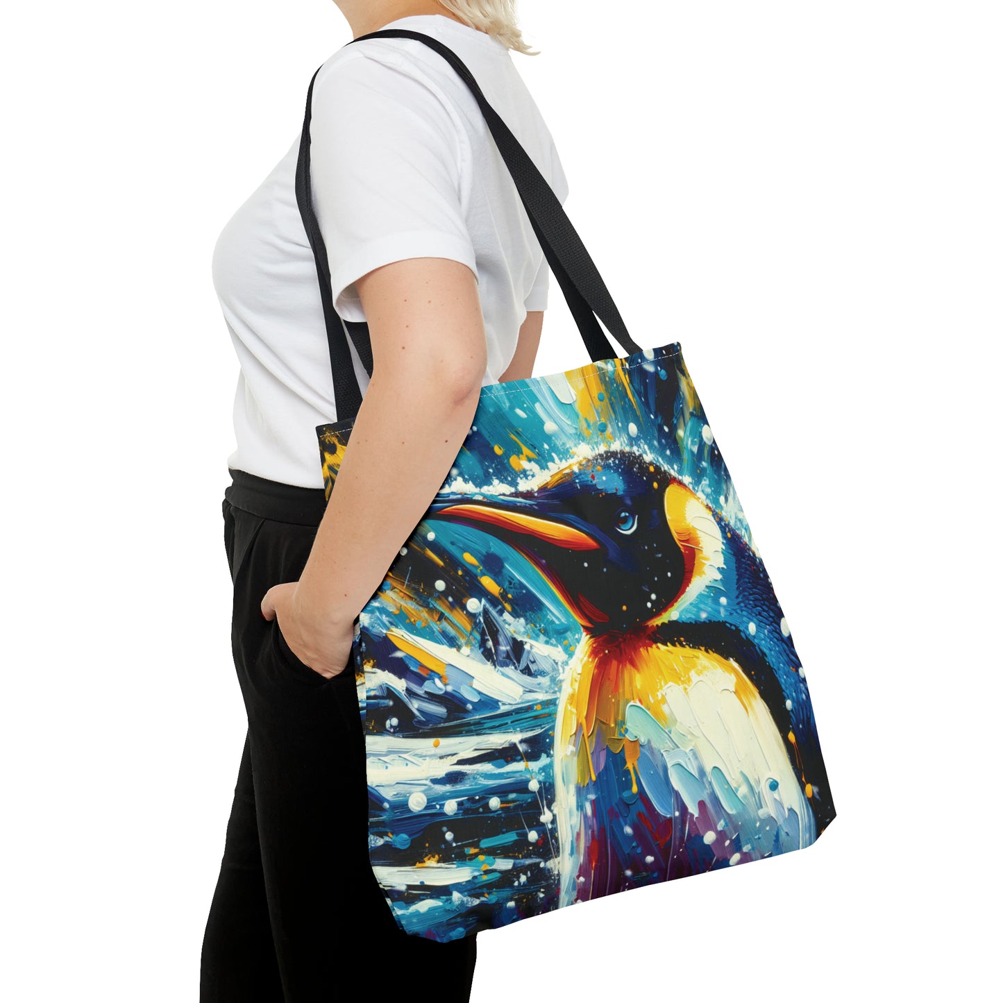 Emperor Penguin in Snowfall - Tote Bag