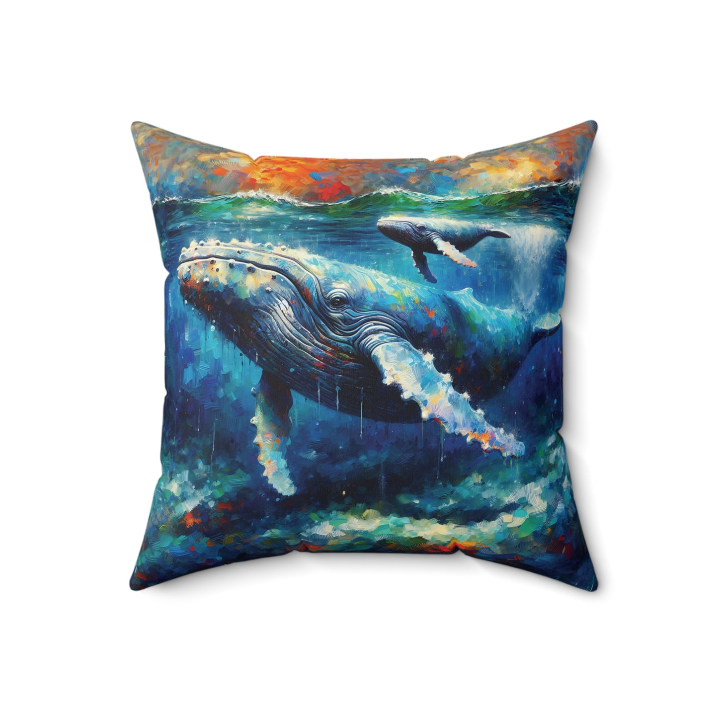 Humpback Whale and Calf - Square Pillows