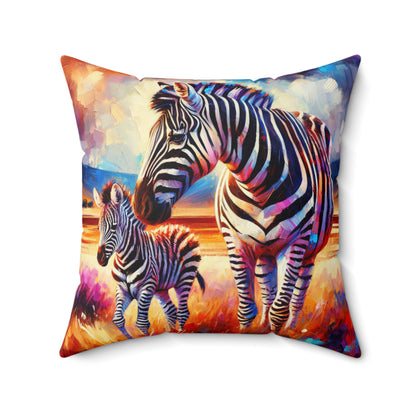 Zebra and Foal - Square Pillows