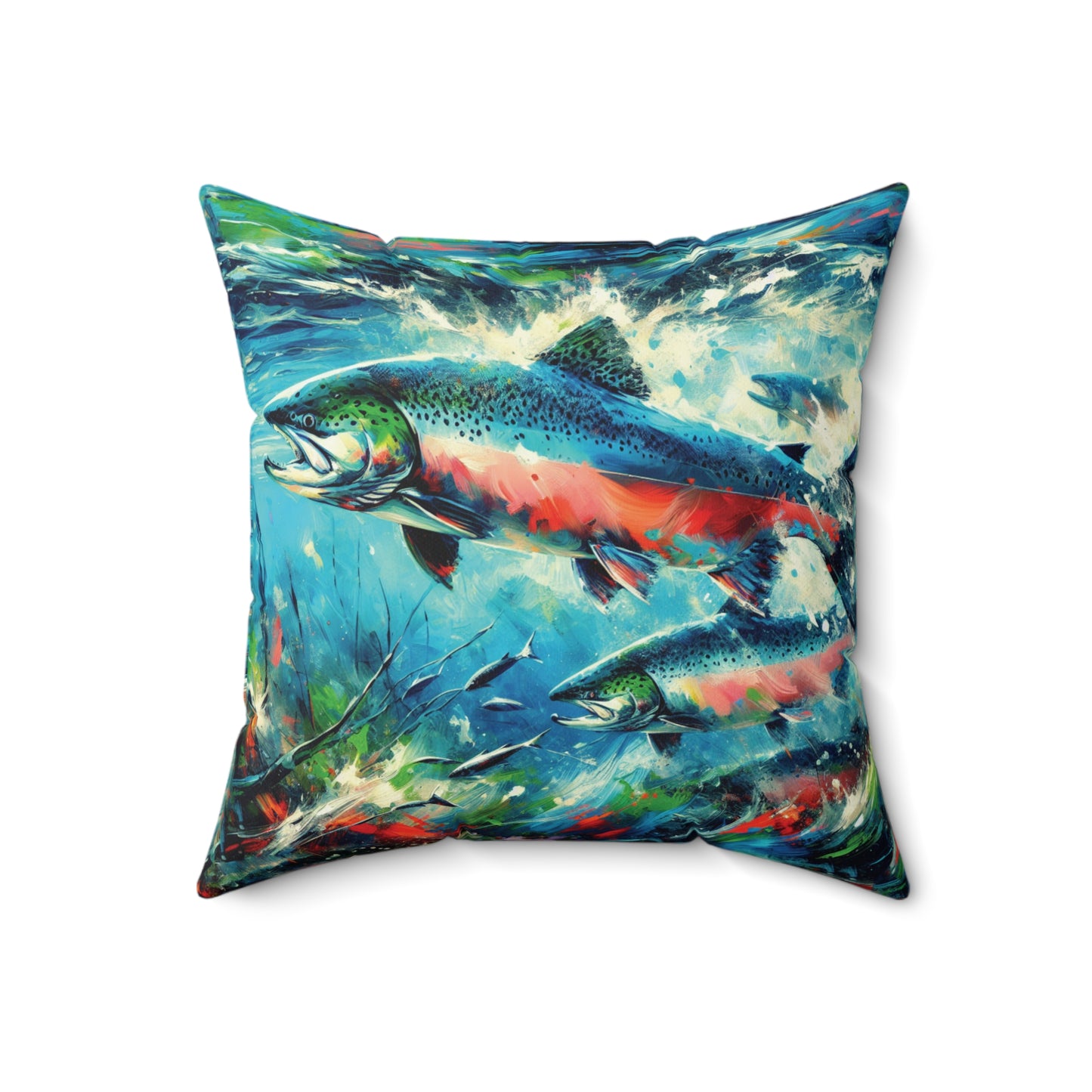 Salmon Returning - Square Pillows