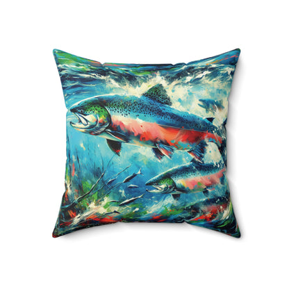 Salmon Returning - Square Pillows