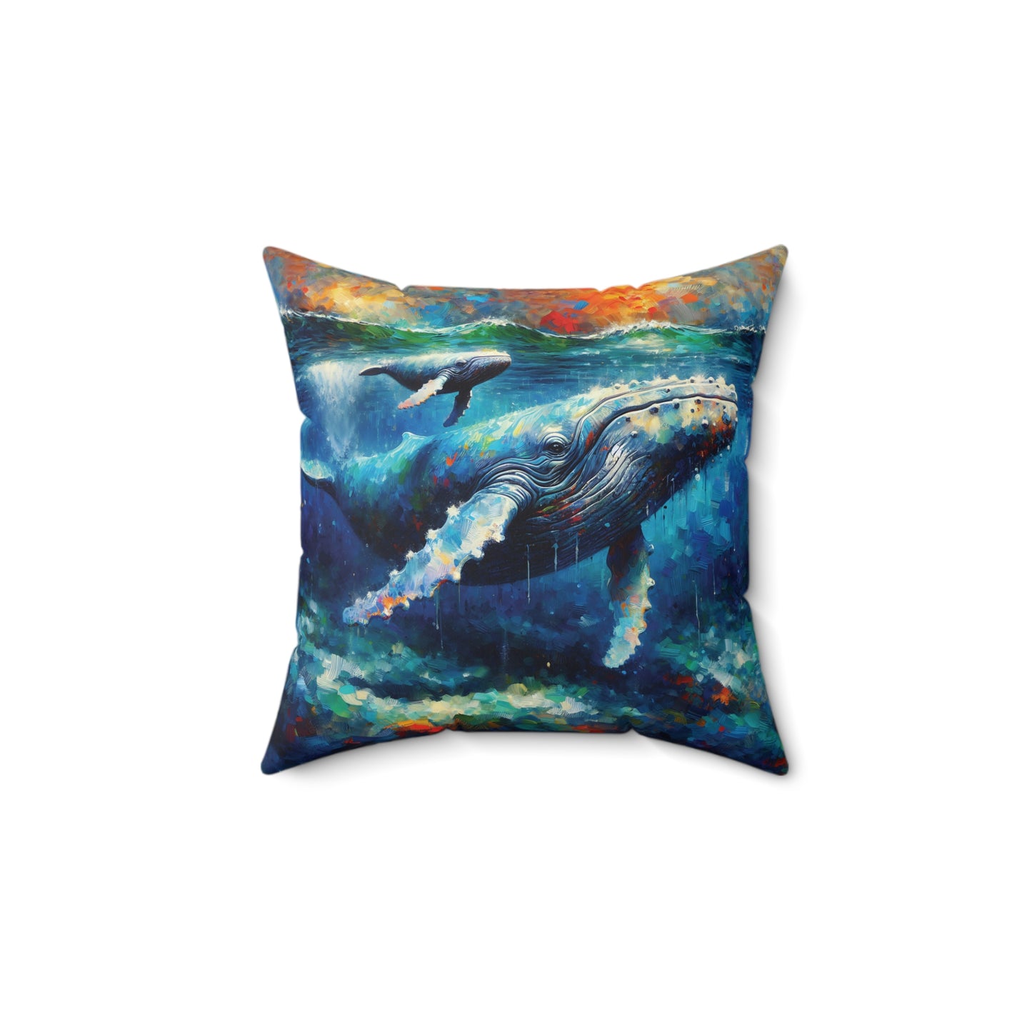 Humpback Whale and Calf - Square Pillows