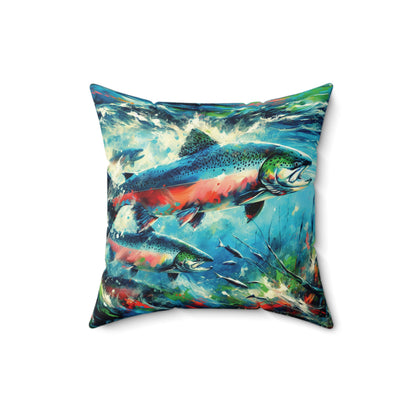 Salmon Returning - Square Pillows