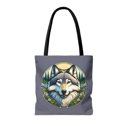 Wolf Portrait Tote Bag, Art Nouveau Style