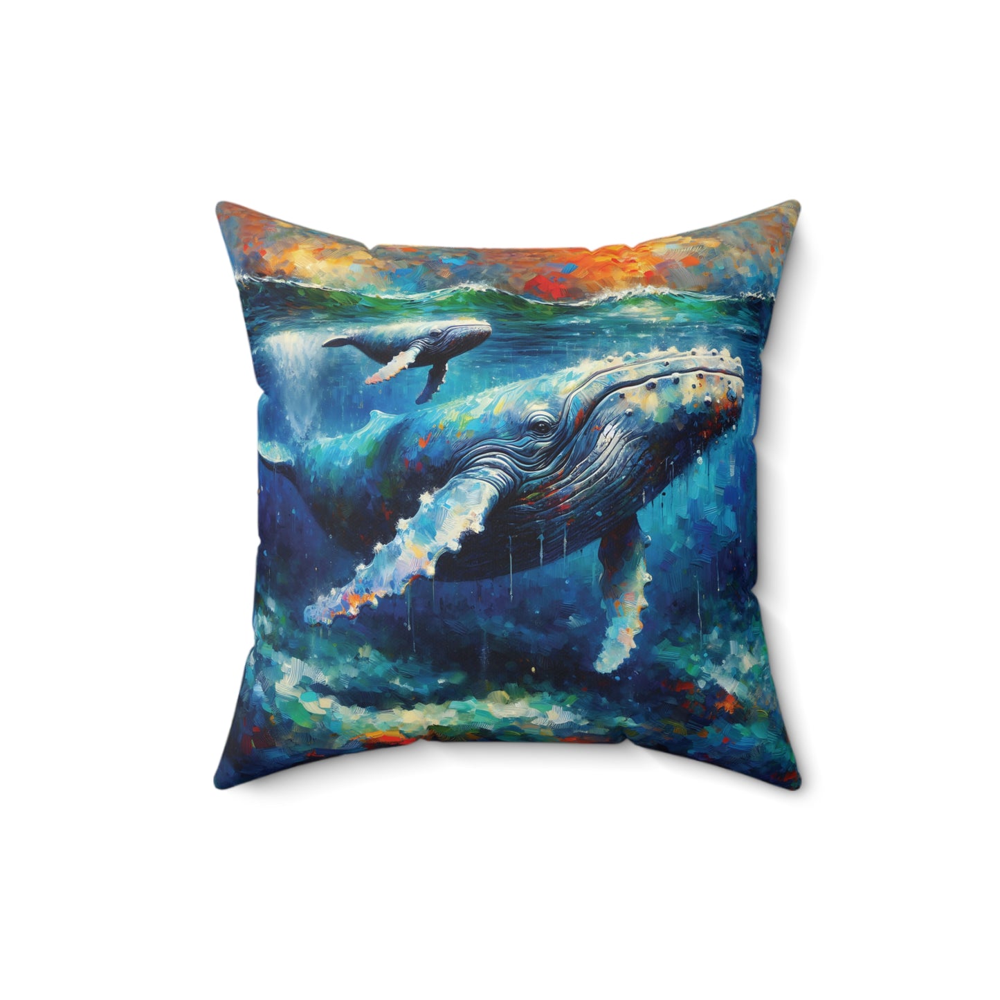 Humpback Whale and Calf - Square Pillows