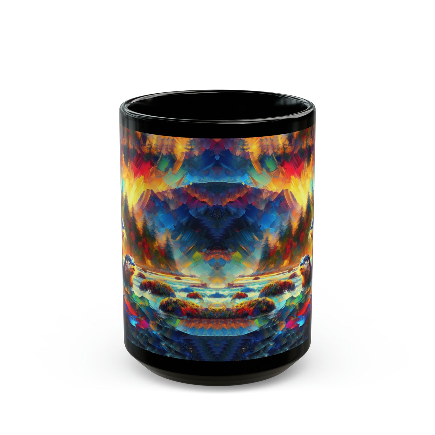 River Otters at Sunset - Black Mugs (11oz, 15oz)