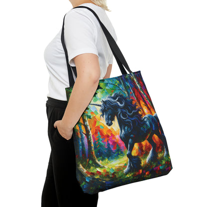 Elegant Black Stallion Unicorn - Tote Bag