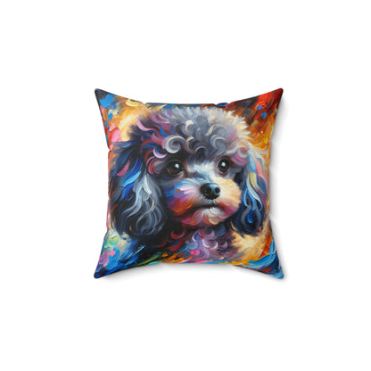 Silver Poodle Pup - Square Pillows