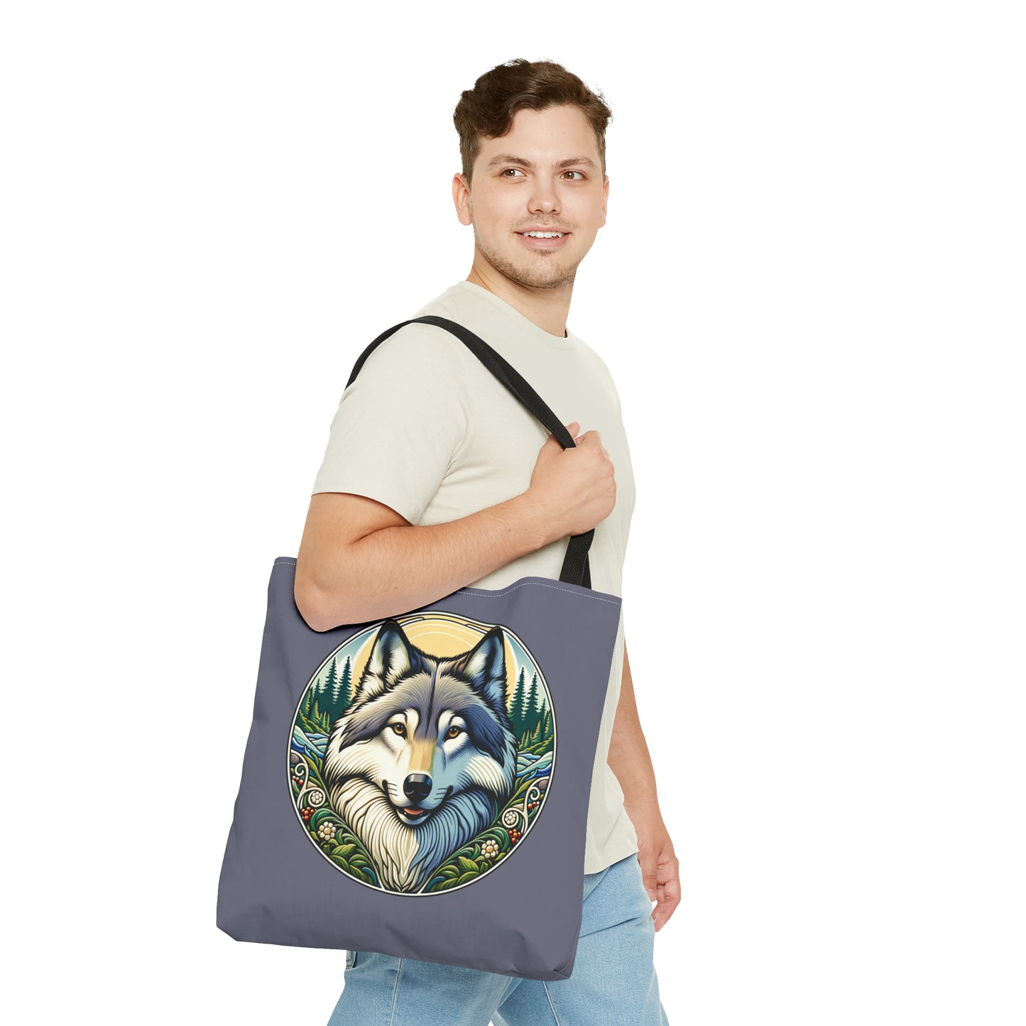 Wolf Portrait Tote Bag, Art Nouveau Style