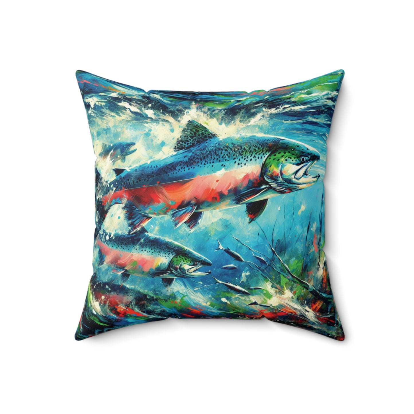 Salmon Returning - Square Pillows