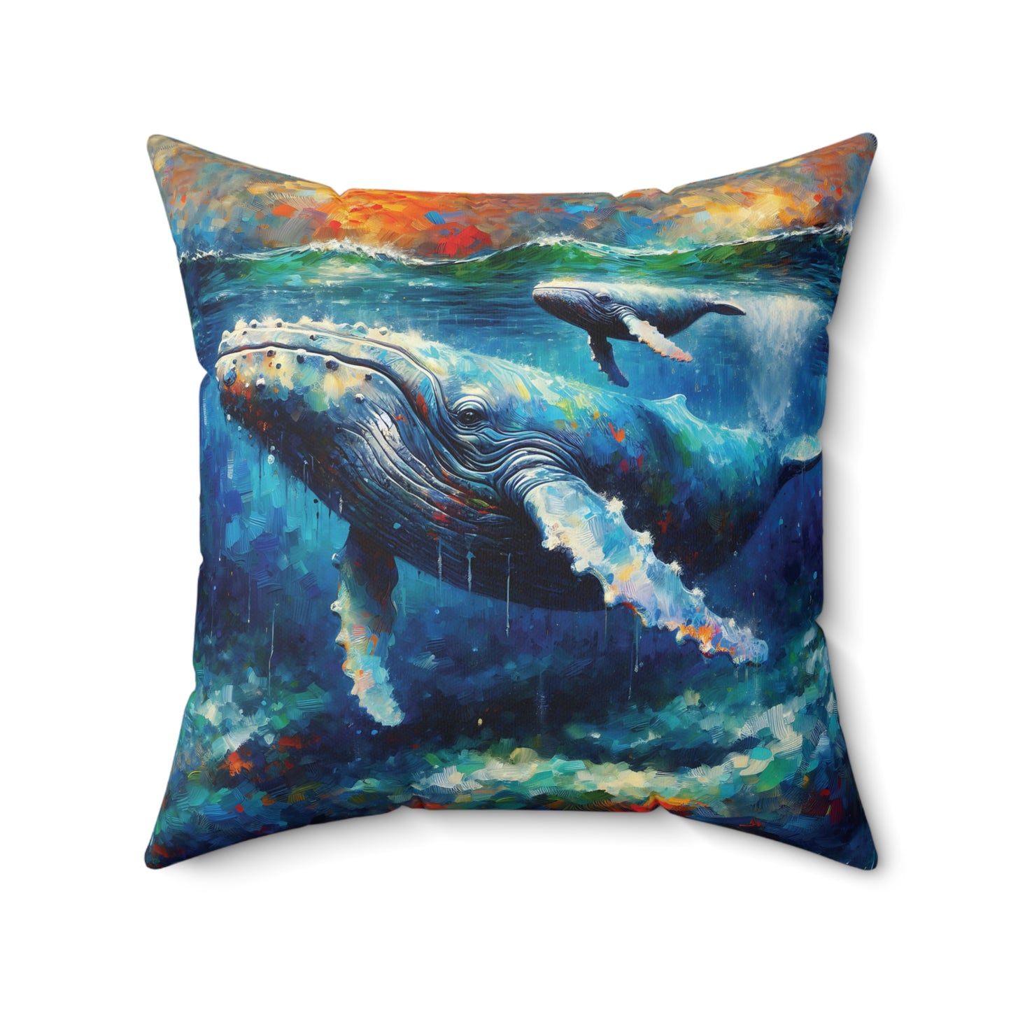 Humpback Whale and Calf - Square Pillows