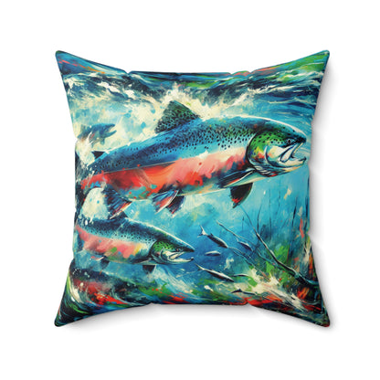 Salmon Returning - Square Pillows