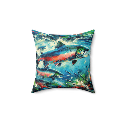 Salmon Returning - Square Pillows