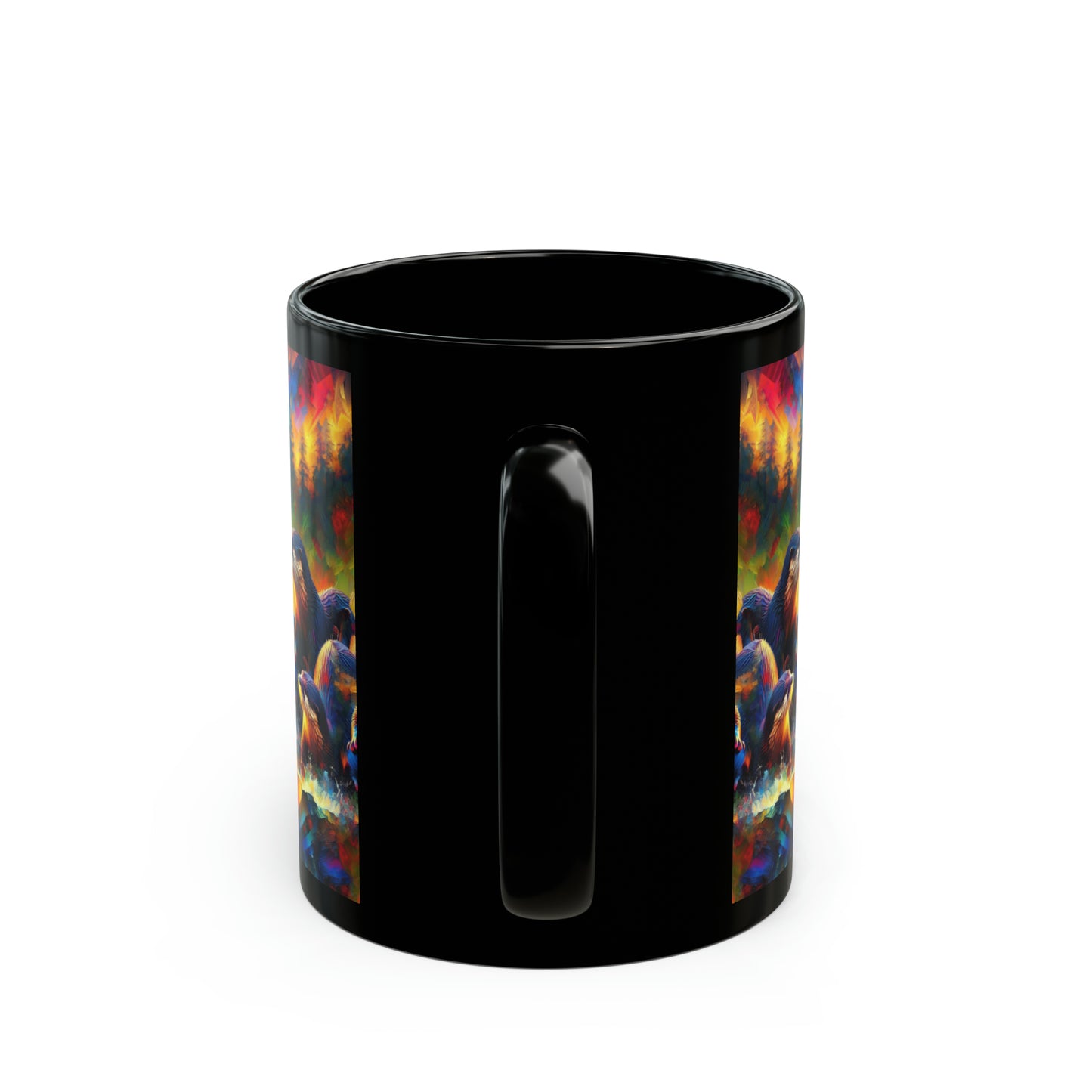 River Otters at Sunset - Black Mugs (11oz, 15oz)