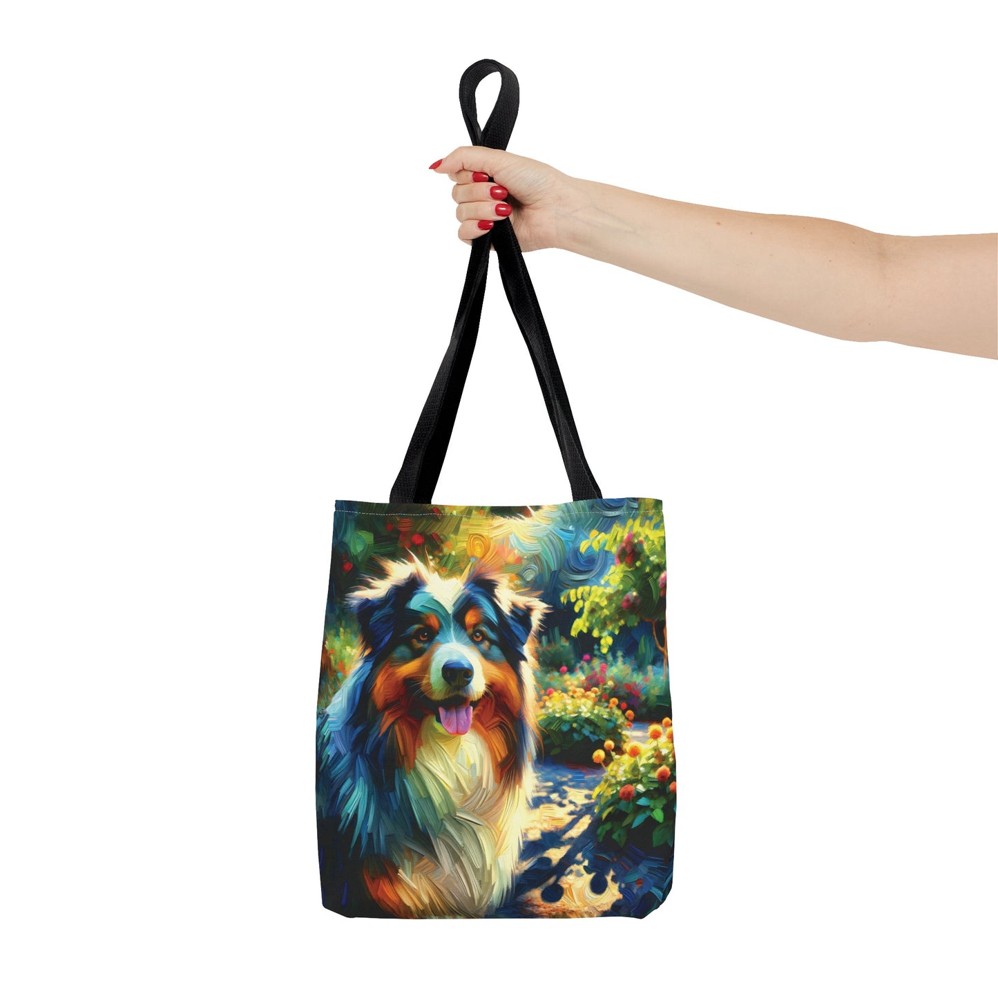 Australian Shepherd on Garden Path - Tote Bag