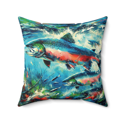 Salmon Returning - Square Pillows