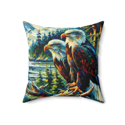 Eagle Pair Near Shore - Square Pillows