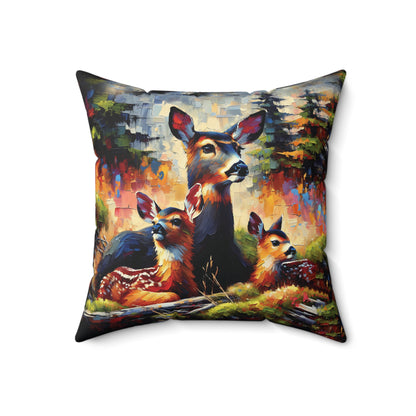 Black Tail Doe with Fawns - Square Pillows