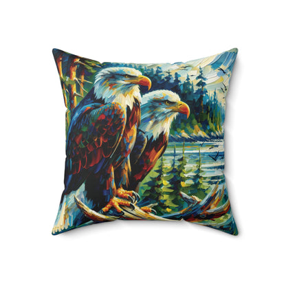 Eagle Pair Near Shore - Square Pillows