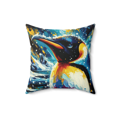 Emperor Penguin in Snowfall - Square Pillows