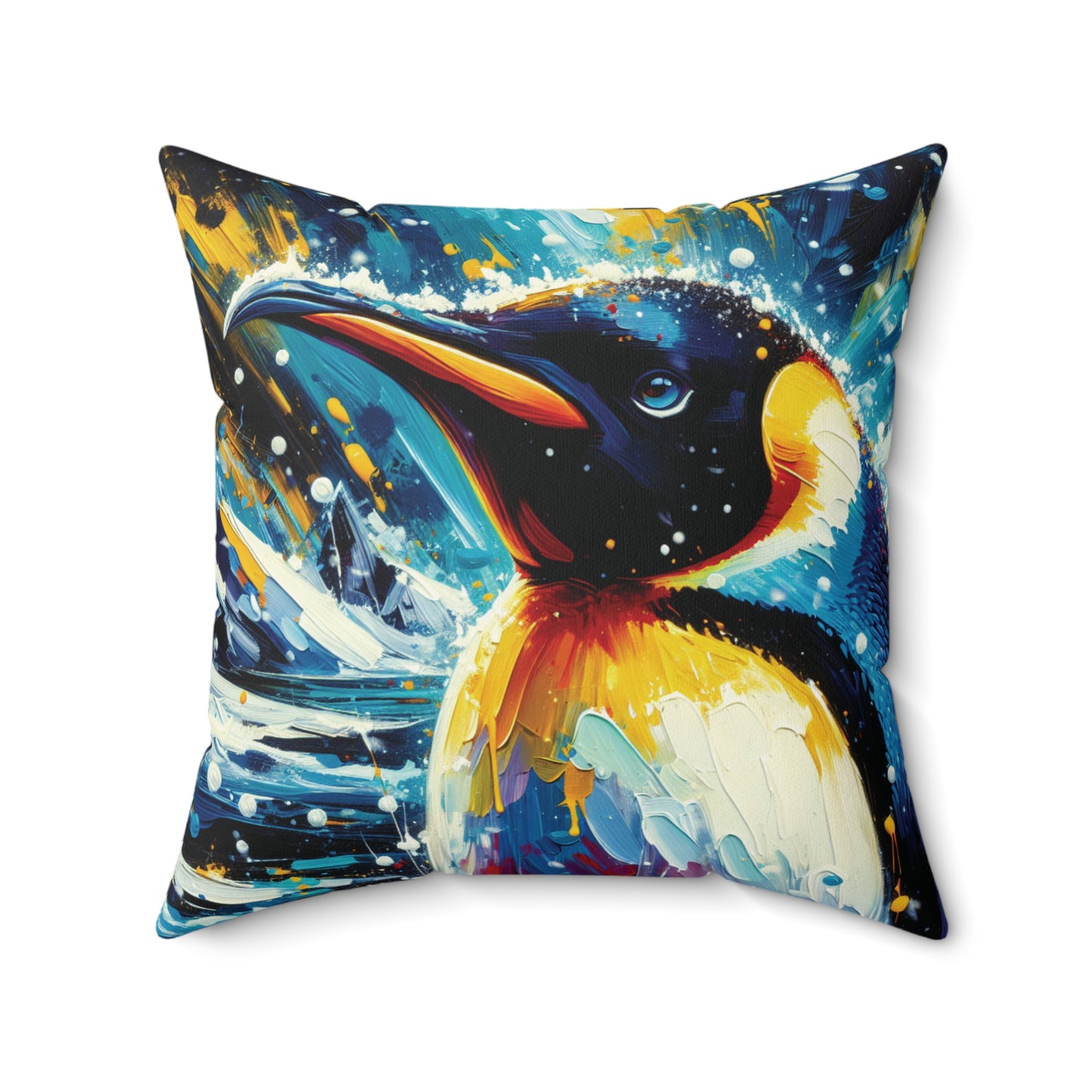 Emperor Penguin in Snowfall - Square Pillows