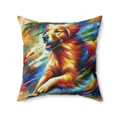 Golden Retriever Greeting - Square Pillows