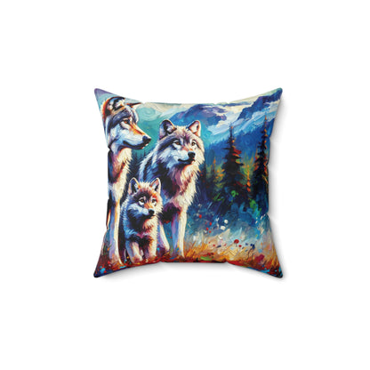 Gray Wolf Family - Square Pillows