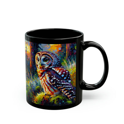 Barred Owl - Black Mugs (11oz, 15oz)