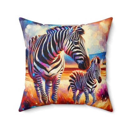 Zebra and Foal - Square Pillows