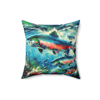 Salmon Returning - Square Pillows