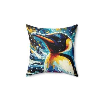 Emperor Penguin in Snowfall - Square Pillows