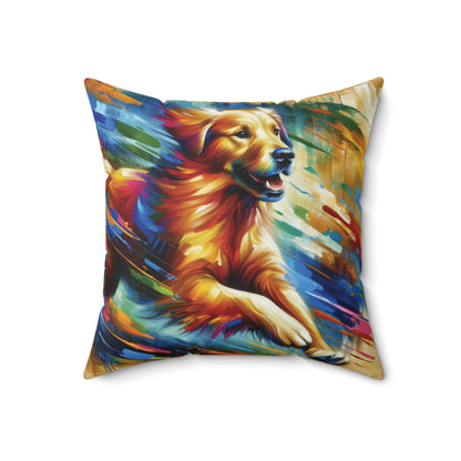 Golden Retriever Greeting - Square Pillows