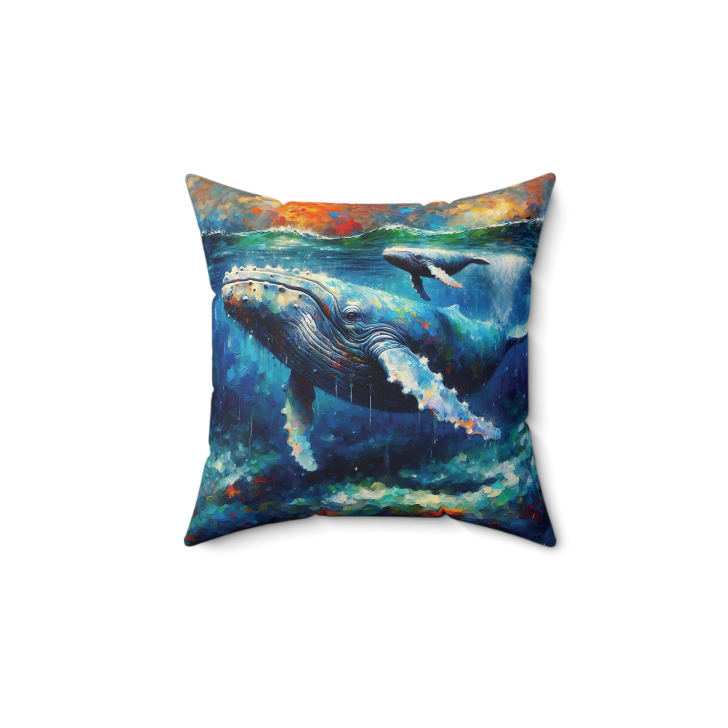 Humpback Whale and Calf - Square Pillows