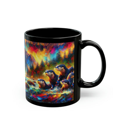 River Otters at Sunset - Black Mugs (11oz, 15oz)