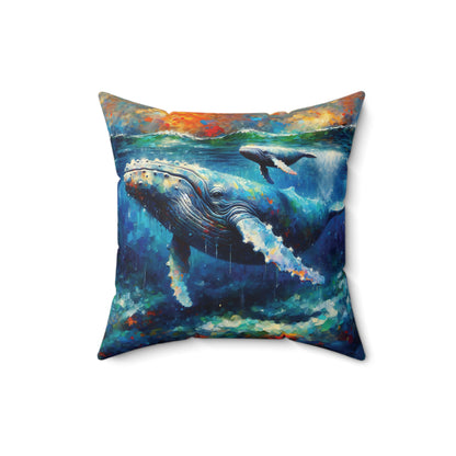 Humpback Whale and Calf - Square Pillows