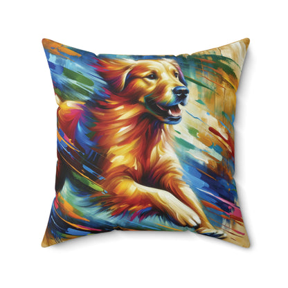 Golden Retriever Greeting - Square Pillows