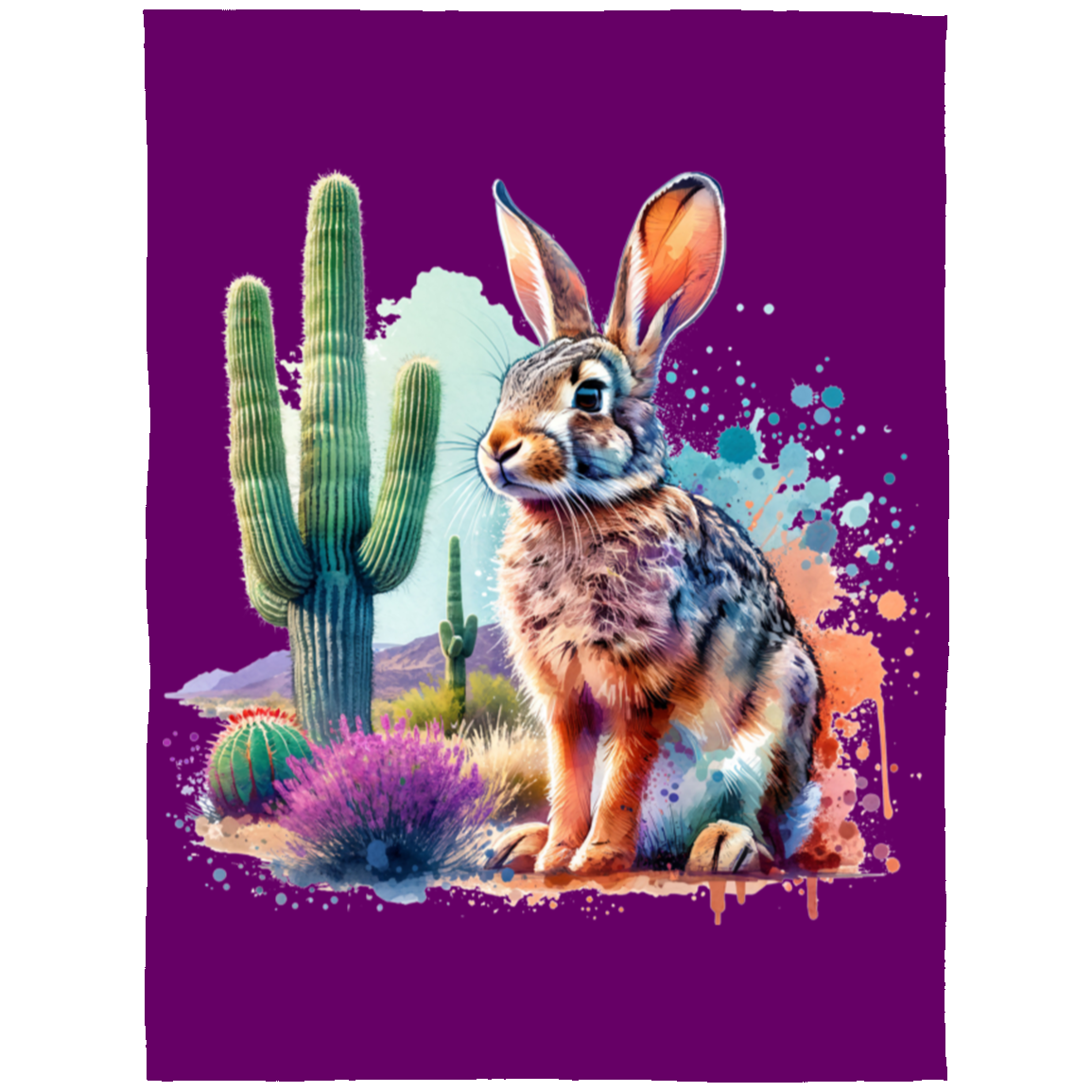 Jackrabbit with Saguaro Fleece Blankets