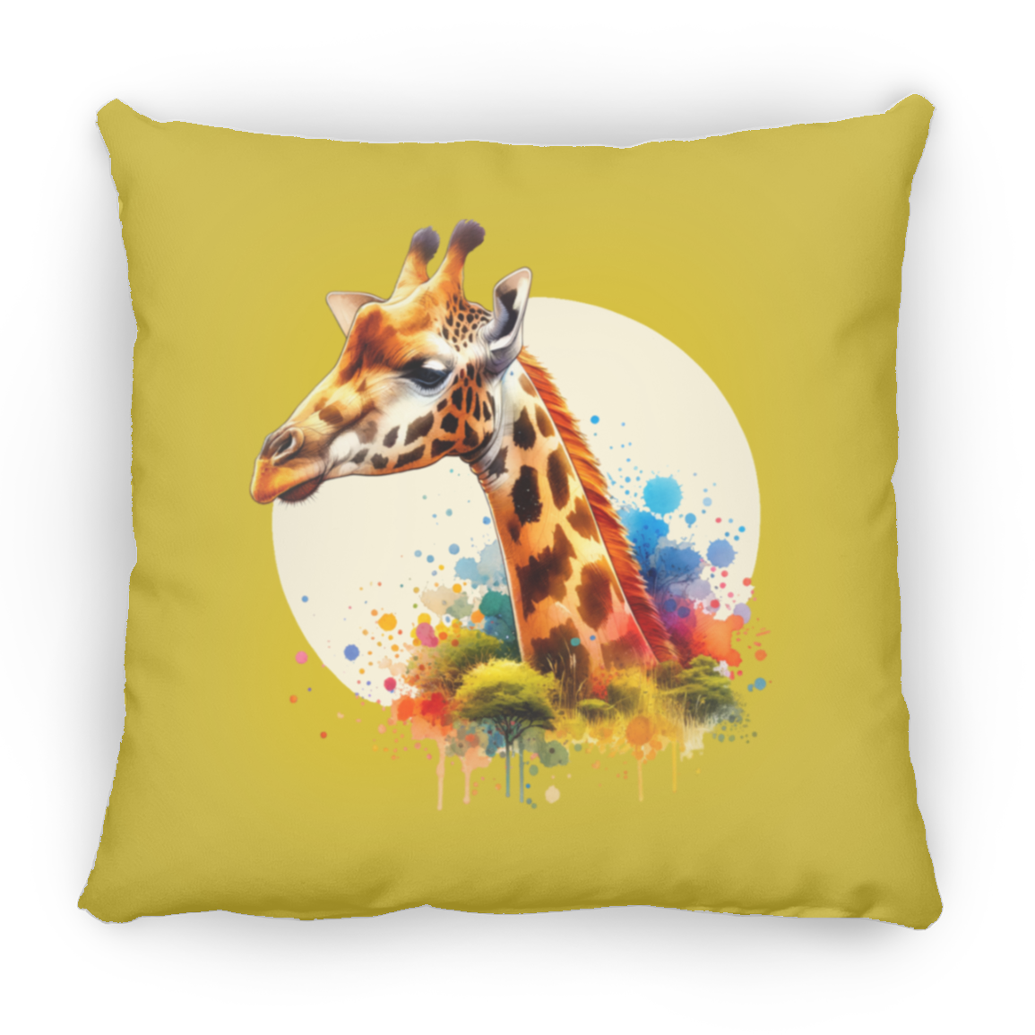 Giraffe Circle Watercolor - Pillows