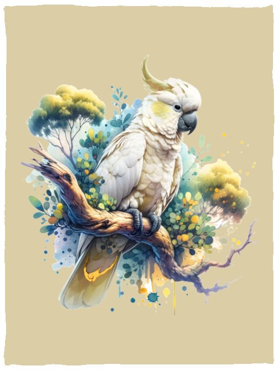 Cockatoo in Tree Fleece Blankets