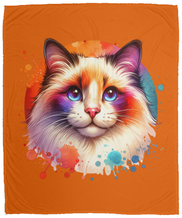 Longhair Tortie Point Cat Fleece Blankets