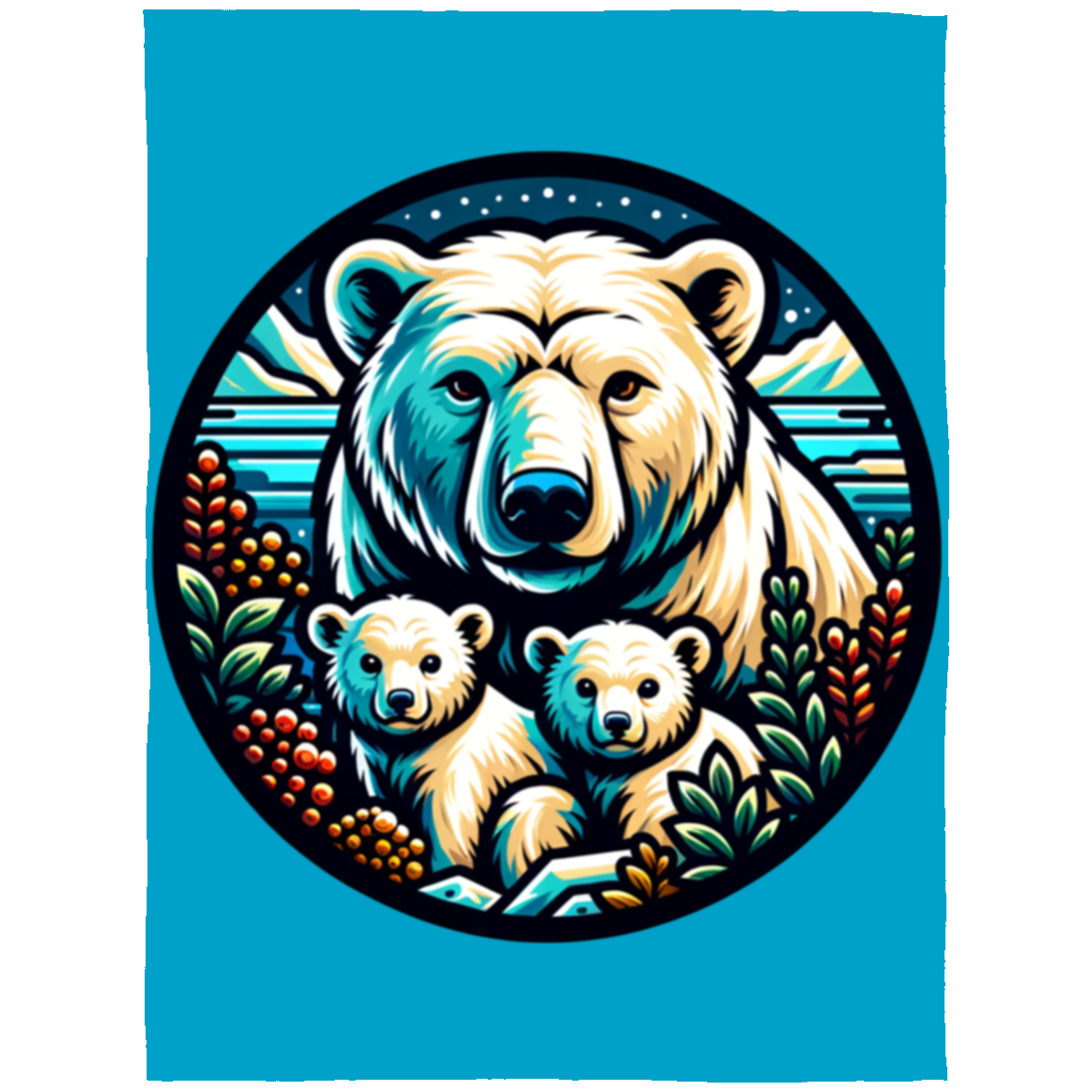 Polar Bear Circle Fleece Blankets