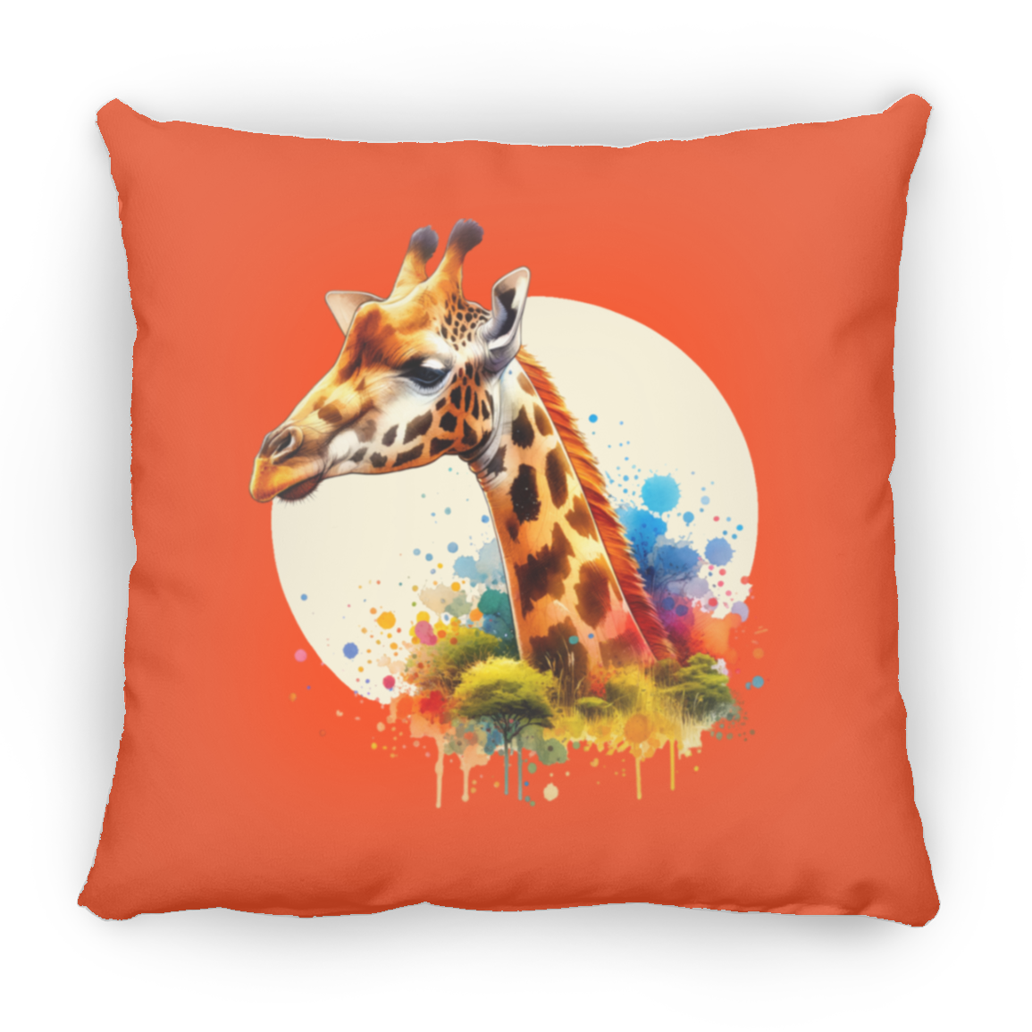 Giraffe Circle Watercolor - Pillows