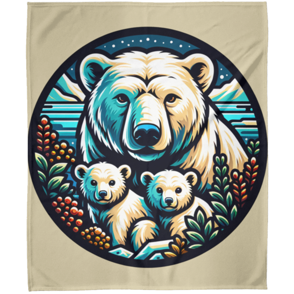 Polar Bear Circle Fleece Blankets